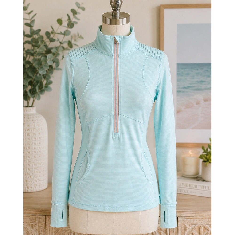 Lululemon Star Runner Pullover Size 4 Angel Blue 1/2 Zip Thumbholes | Vintage